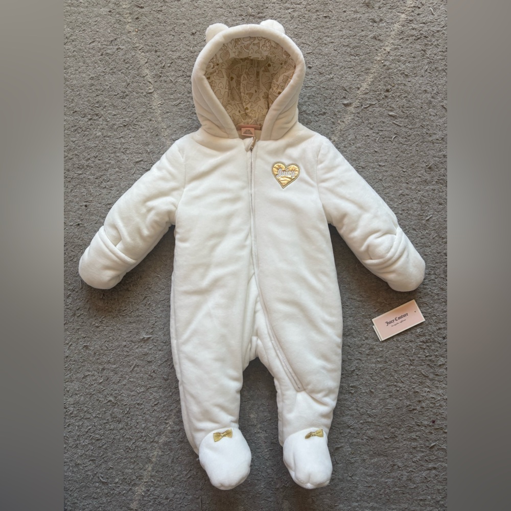 Juicy Couture Ivory Snowsuit with Gold Details